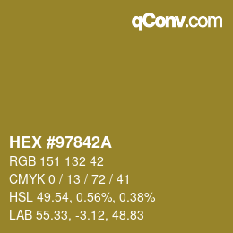 カラーコード: HEX #97842A | qconv.com