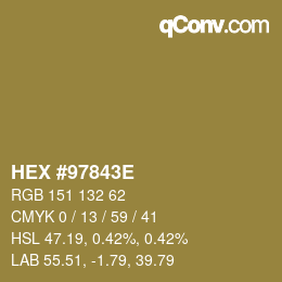 颜色代码: HEX #97843E | qconv.com