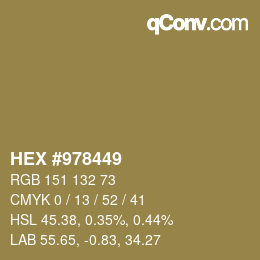 颜色代码: HEX #978449 | qconv.com