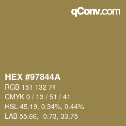 颜色代码: HEX #97844A | qconv.com