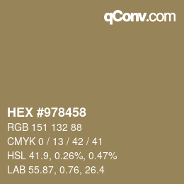 颜色代码: HEX #978458 | qconv.com