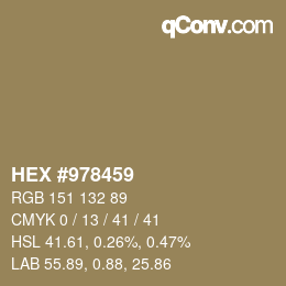 颜色代码: HEX #978459 | qconv.com