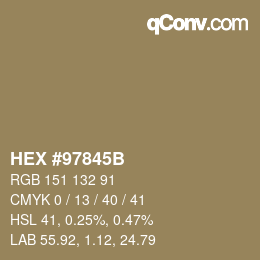 颜色代码: HEX #97845B | qconv.com