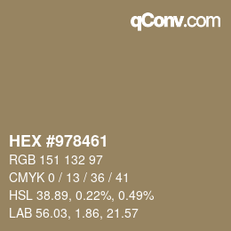 颜色代码: HEX #978461 | qconv.com