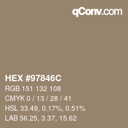 カラーコード: HEX #97846C | qconv.com