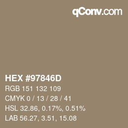 カラーコード: HEX #97846D | qconv.com