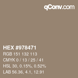 颜色代码: HEX #978471 | qconv.com