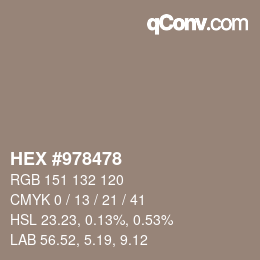 カラーコード: HEX #978478 | qconv.com