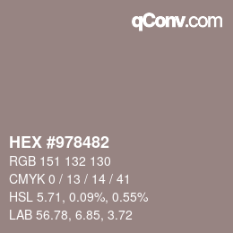 颜色代码: HEX #978482 | qconv.com