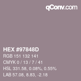 カラーコード: HEX #97848D | qconv.com