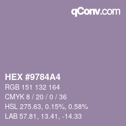 颜色代码: HEX #9784A4 | qconv.com