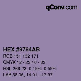 カラーコード: HEX #9784AB | qconv.com