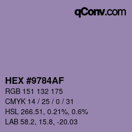 カラーコード: HEX #9784AF | qconv.com
