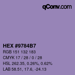 Color code: HEX #9784B7 | qconv.com