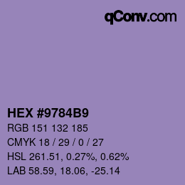 颜色代码: HEX #9784B9 | qconv.com