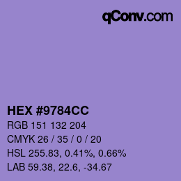 カラーコード: HEX #9784CC | qconv.com