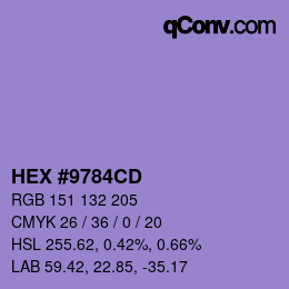 颜色代码: HEX #9784CD | qconv.com
