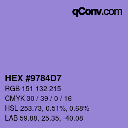 颜色代码: HEX #9784D7 | qconv.com