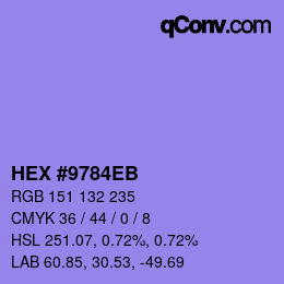 颜色代码: HEX #9784EB | qconv.com