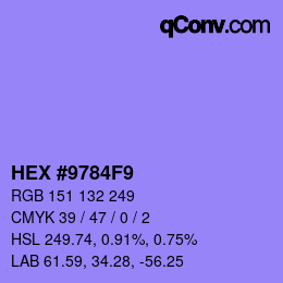 カラーコード: HEX #9784F9 | qconv.com