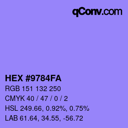 カラーコード: HEX #9784FA | qconv.com