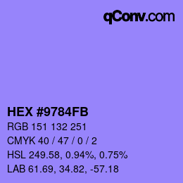 颜色代码: HEX #9784FB | qconv.com