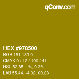 カラーコード: HEX #978500 | qconv.com