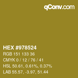 カラーコード: HEX #978524 | qconv.com