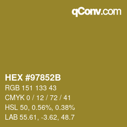 カラーコード: HEX #97852B | qconv.com