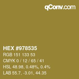 颜色代码: HEX #978535 | qconv.com
