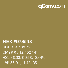 Color code: HEX #978548 | qconv.com