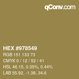 颜色代码: HEX #978549 | qconv.com