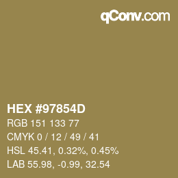 カラーコード: HEX #97854D | qconv.com