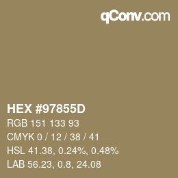 颜色代码: HEX #97855D | qconv.com