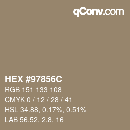 Color code: HEX #97856C | qconv.com