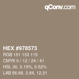 颜色代码: HEX #978573 | qconv.com
