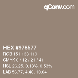 カラーコード: HEX #978577 | qconv.com