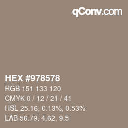 颜色代码: HEX #978578 | qconv.com