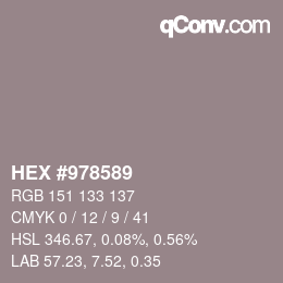 颜色代码: HEX #978589 | qconv.com