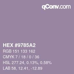 カラーコード: HEX #9785A2 | qconv.com