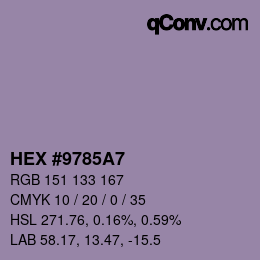 颜色代码: HEX #9785A7 | qconv.com