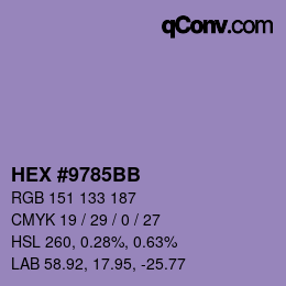 カラーコード: HEX #9785BB | qconv.com