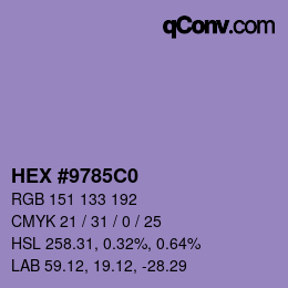 Color code: HEX #9785C0 | qconv.com