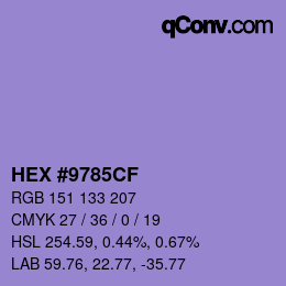 カラーコード: HEX #9785CF | qconv.com