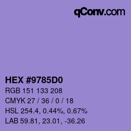カラーコード: HEX #9785D0 | qconv.com