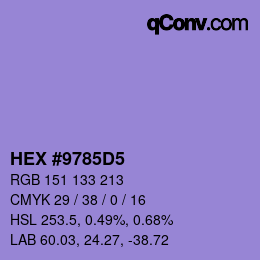Farbcode: HEX #9785D5 | qconv.com