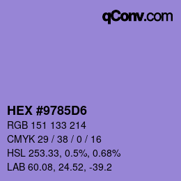 颜色代码: HEX #9785D6 | qconv.com