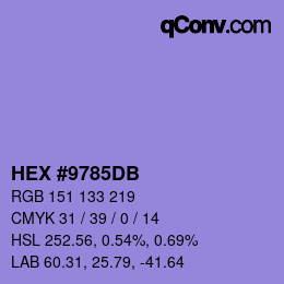 颜色代码: HEX #9785DB | qconv.com