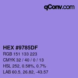 Color code: HEX #9785DF | qconv.com