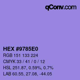 颜色代码: HEX #9785E0 | qconv.com